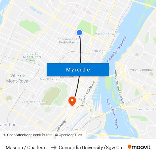 Masson / Charlemagne to Concordia University (Sgw Campus) map