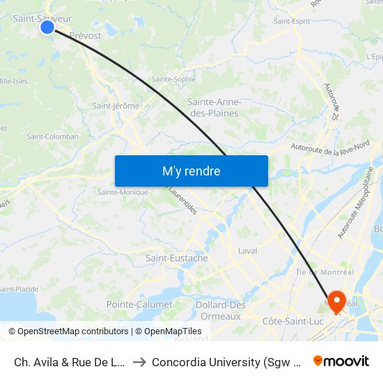Ch. Avila & Rue De La Gare to Concordia University (Sgw Campus) map