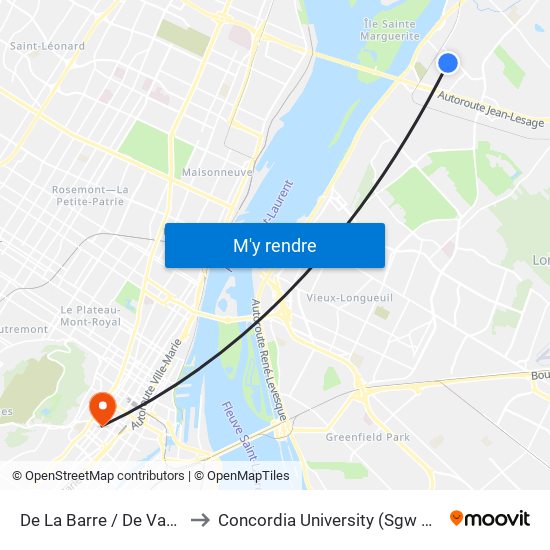 De La Barre / De Vaudreuil to Concordia University (Sgw Campus) map