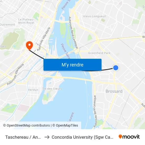 Taschereau / Angèle to Concordia University (Sgw Campus) map