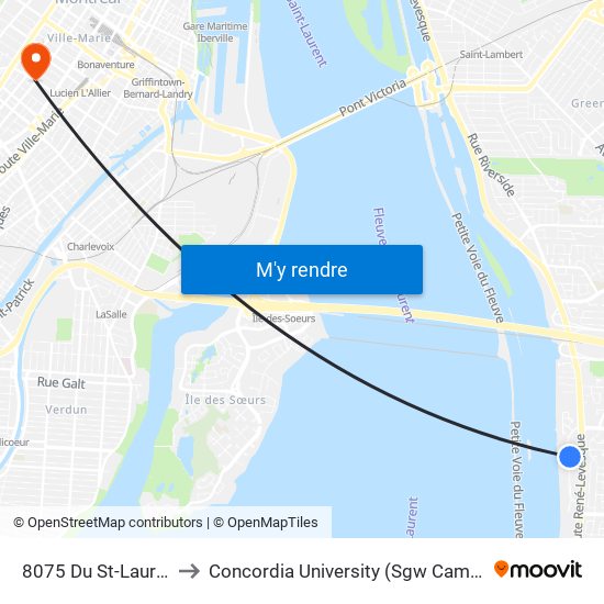 8075 Du St-Laurent to Concordia University (Sgw Campus) map