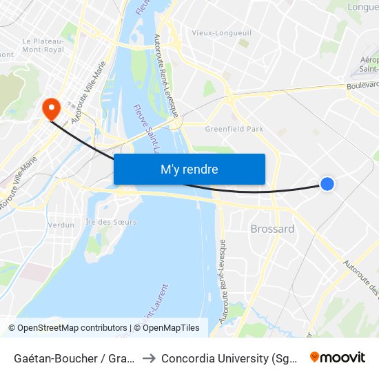 Gaétan-Boucher / Grande Allée to Concordia University (Sgw Campus) map