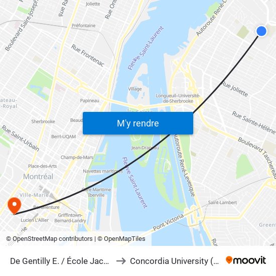 De Gentilly E. / École Jacques-Rousseau to Concordia University (Sgw Campus) map