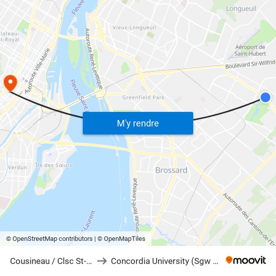 Cousineau / Clsc St-Hubert to Concordia University (Sgw Campus) map