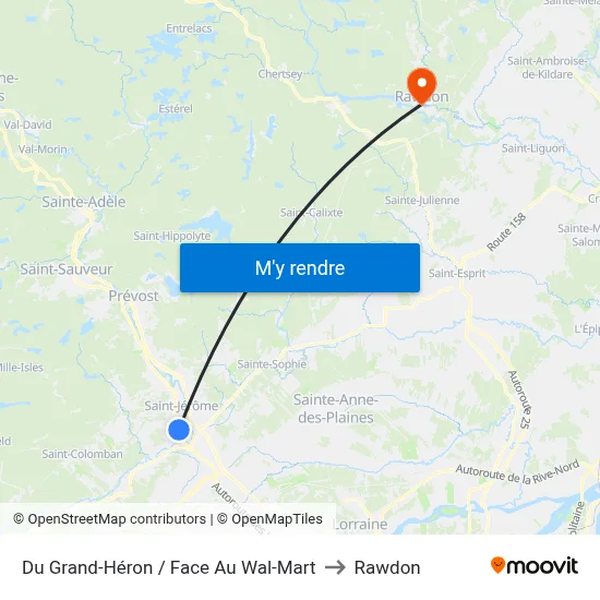 Du Grand-Héron / Face Au Wal-Mart to Rawdon map
