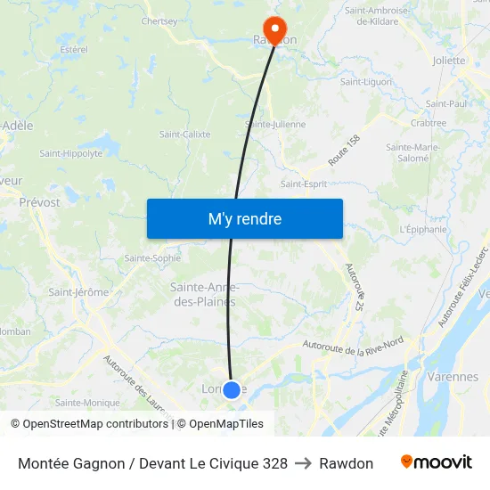 Montée Gagnon / Devant Le Civique 328 to Rawdon map