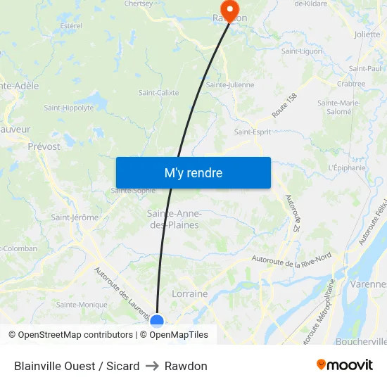 Blainville Ouest / Sicard to Rawdon map