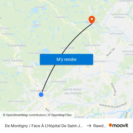 De Montigny / Face À L'Hôpital De Saint-Jérôme to Rawdon map