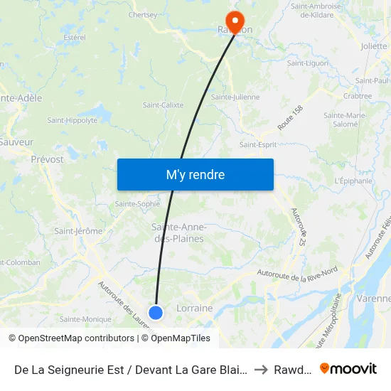 De La Seigneurie Est / Devant La Gare Blainville to Rawdon map