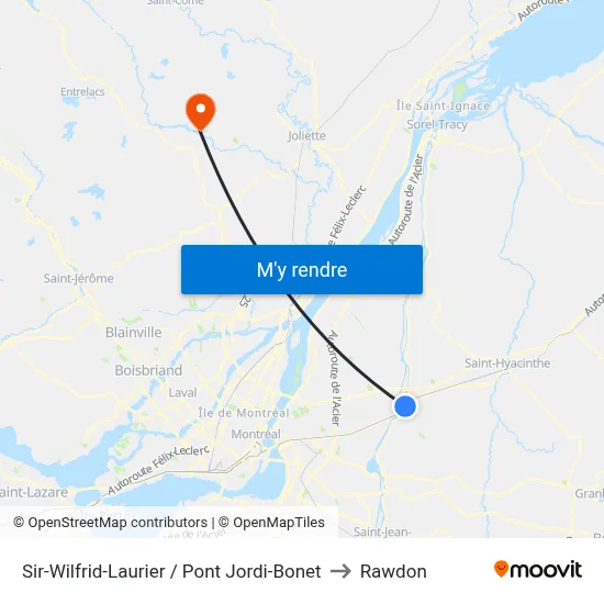 Sir-Wilfrid-Laurier / Pont Jordi-Bonet to Rawdon map