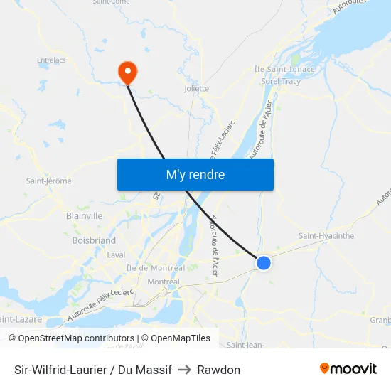 Sir-Wilfrid-Laurier / Du Massif to Rawdon map