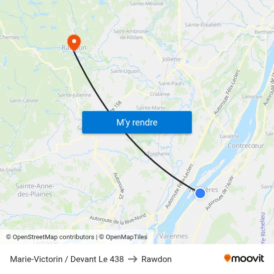 Marie-Victorin / Devant Le 438 to Rawdon map