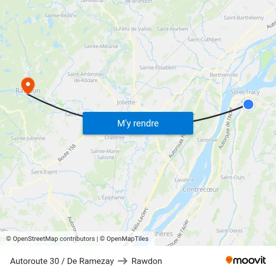 Autoroute 30 / De Ramezay to Rawdon map