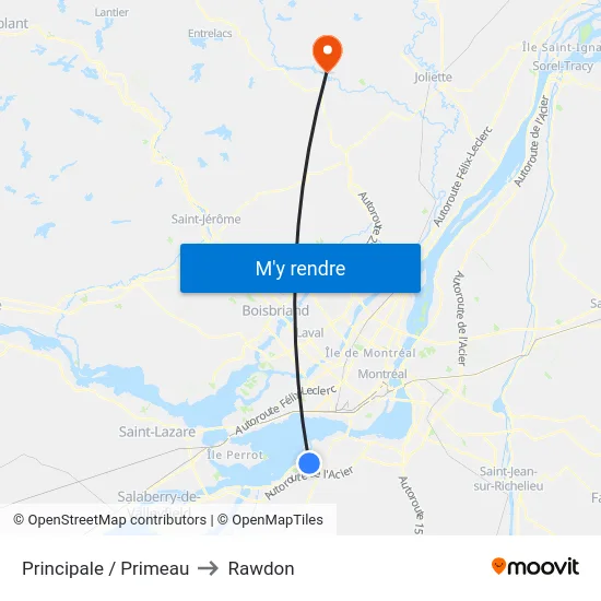 Principale / Primeau to Rawdon map