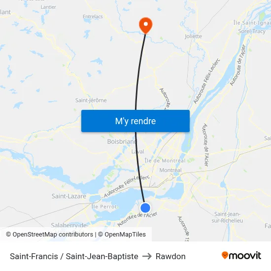 Saint-Francis / Saint-Jean-Baptiste to Rawdon map