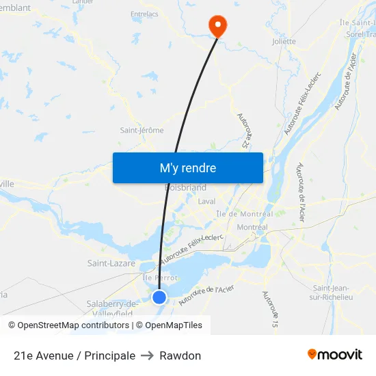 21e Avenue / Principale to Rawdon map
