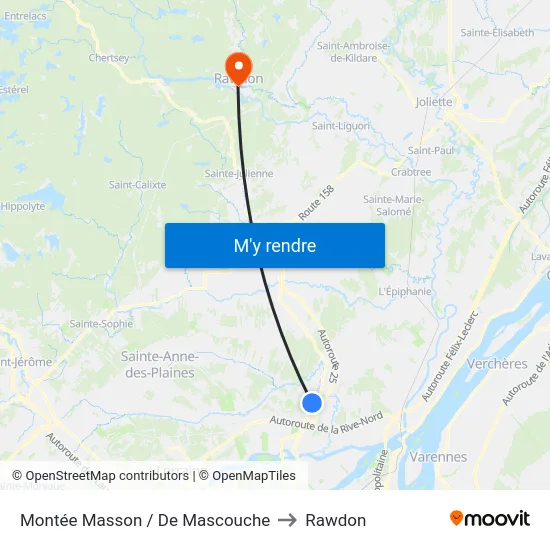 Montée Masson / De Mascouche to Rawdon map