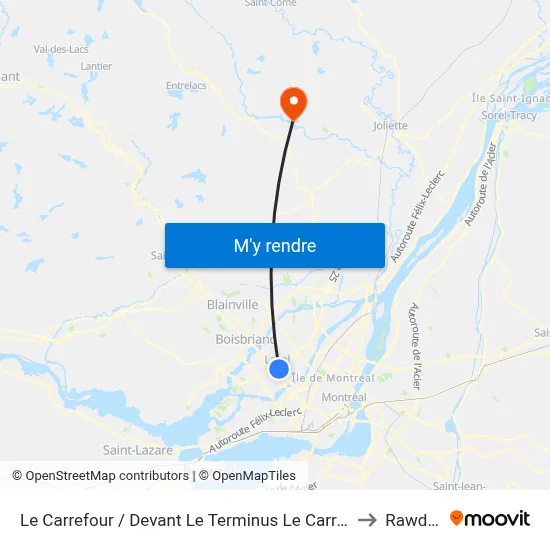 Le Carrefour / Devant Le Terminus Le Carrefour to Rawdon map