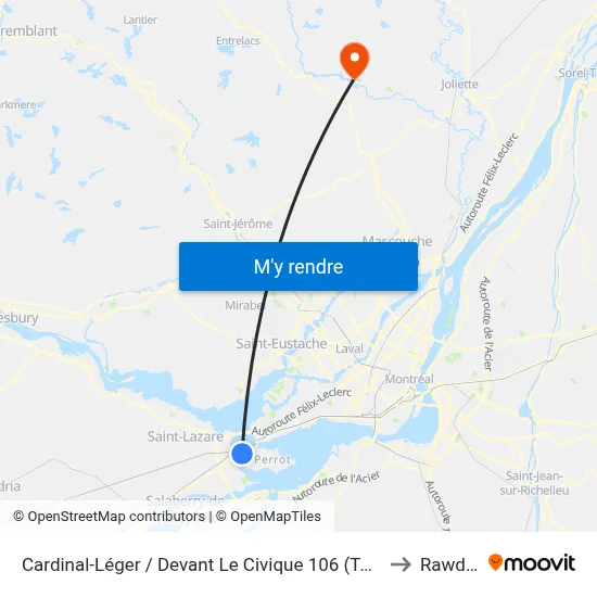 Cardinal-Léger / Devant Le Civique 106 (Tabagie) to Rawdon map