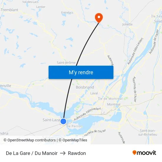 De La Gare / Du Manoir to Rawdon map