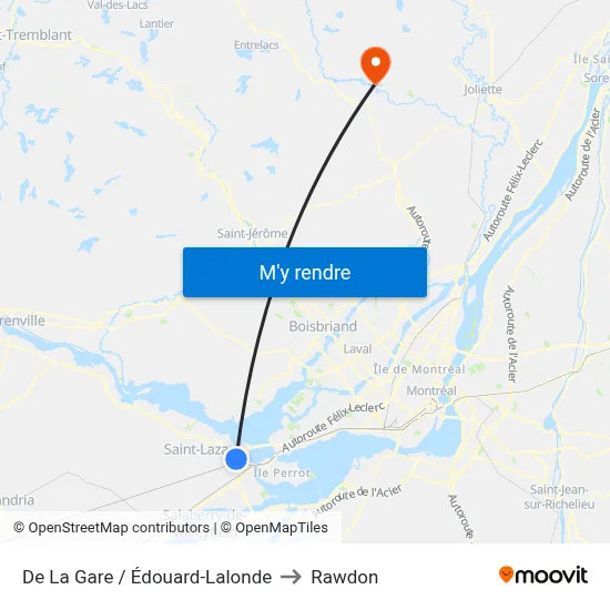 De La Gare / Édouard-Lalonde to Rawdon map