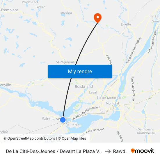 De La Cité-Des-Jeunes / Devant La Plaza Vaudreuil to Rawdon map
