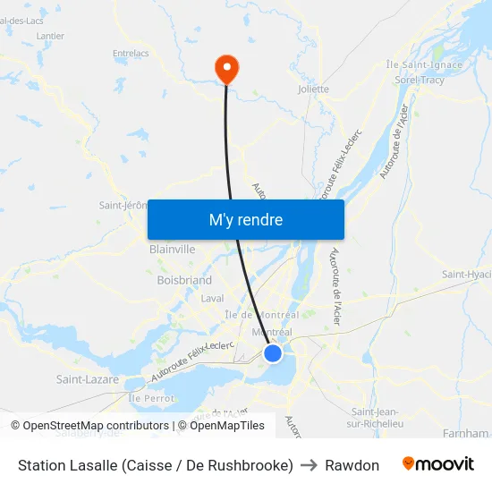 Station Lasalle (Caisse / De Rushbrooke) to Rawdon map
