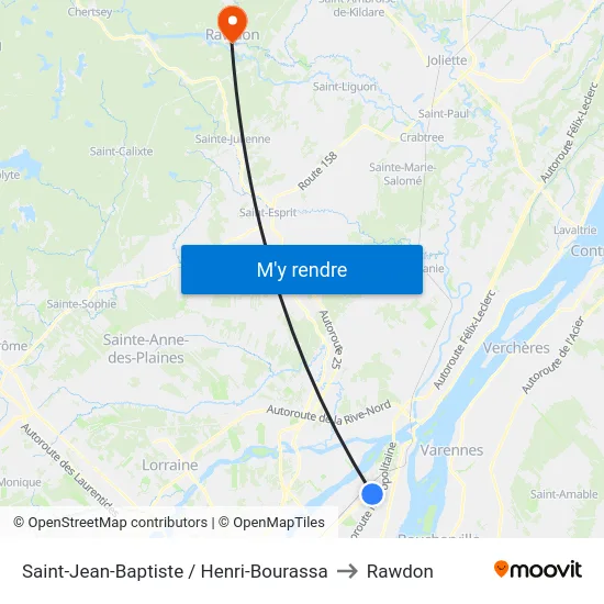 Saint-Jean-Baptiste / Henri-Bourassa to Rawdon map