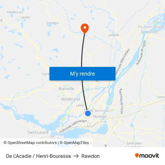 De L'Acadie / Henri-Bourassa to Rawdon map