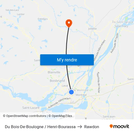 Du Bois-De-Boulogne / Henri-Bourassa to Rawdon map
