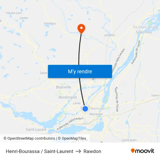 Henri-Bourassa / Saint-Laurent to Rawdon map