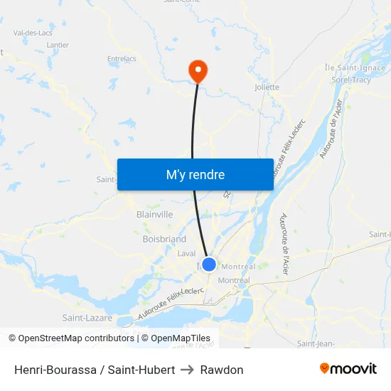 Henri-Bourassa / Saint-Hubert to Rawdon map