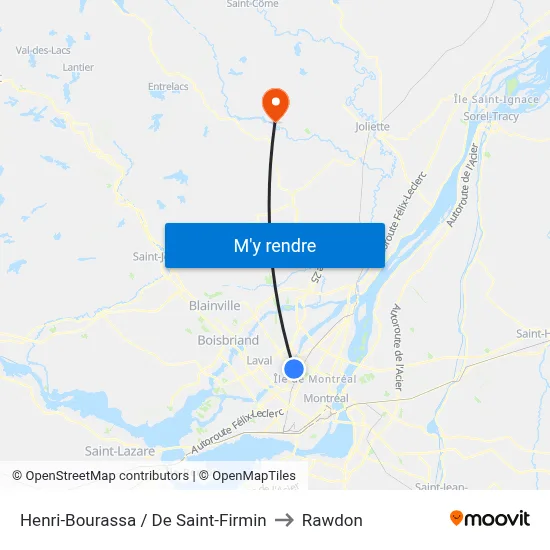 Henri-Bourassa / De Saint-Firmin to Rawdon map