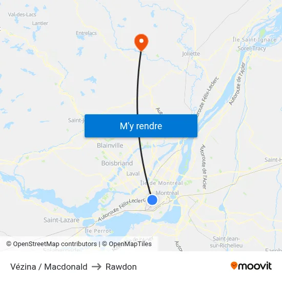 Vézina / Macdonald to Rawdon map