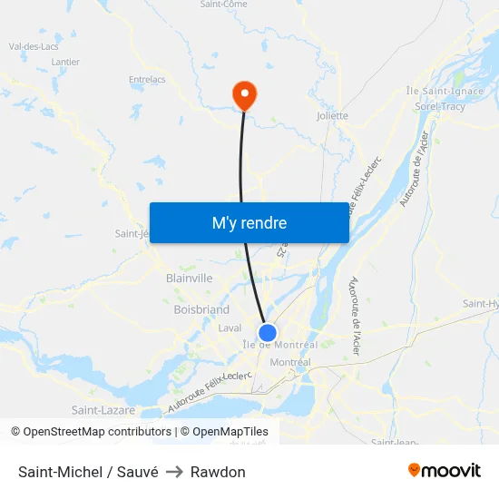 Saint-Michel / Sauvé to Rawdon map