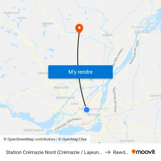 Station Crémazie Nord (Crémazie / Lajeunesse) to Rawdon map