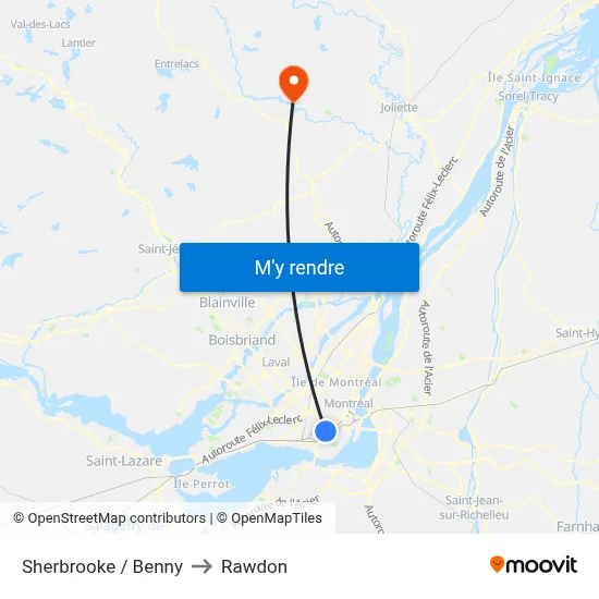 Sherbrooke / Benny to Rawdon map