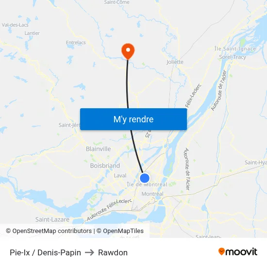 Pie-Ix / Denis-Papin to Rawdon map
