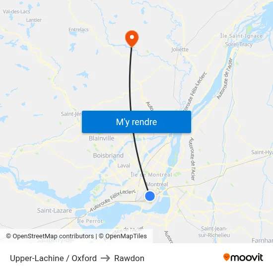 Upper-Lachine / Oxford to Rawdon map