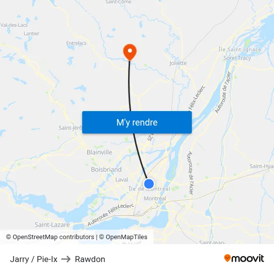 Jarry / Pie-Ix to Rawdon map