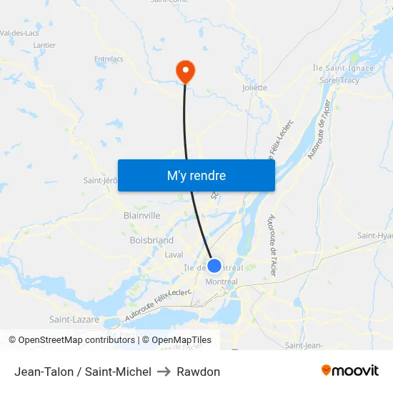 Jean-Talon / Saint-Michel to Rawdon map