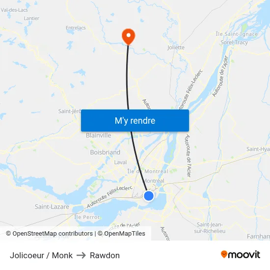 Jolicoeur / Monk to Rawdon map