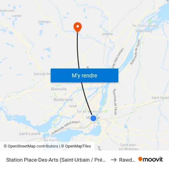 Station Place-Des-Arts (Saint-Urbain / Président-K to Rawdon map