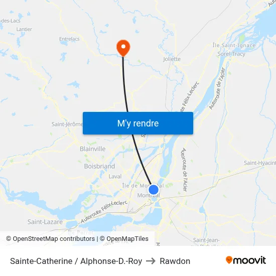 Sainte-Catherine / Alphonse-D.-Roy to Rawdon map