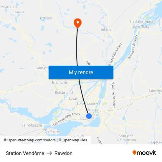 Station Vendôme to Rawdon map
