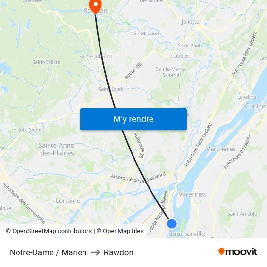 Notre-Dame / Marien to Rawdon map