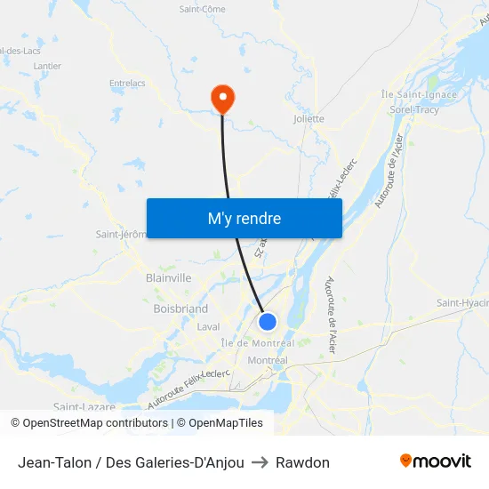 Jean-Talon / Des Galeries-D'Anjou to Rawdon map