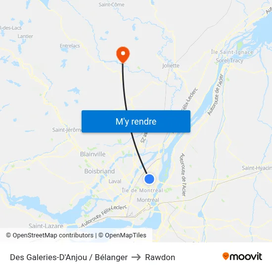 Des Galeries-D'Anjou / Bélanger to Rawdon map