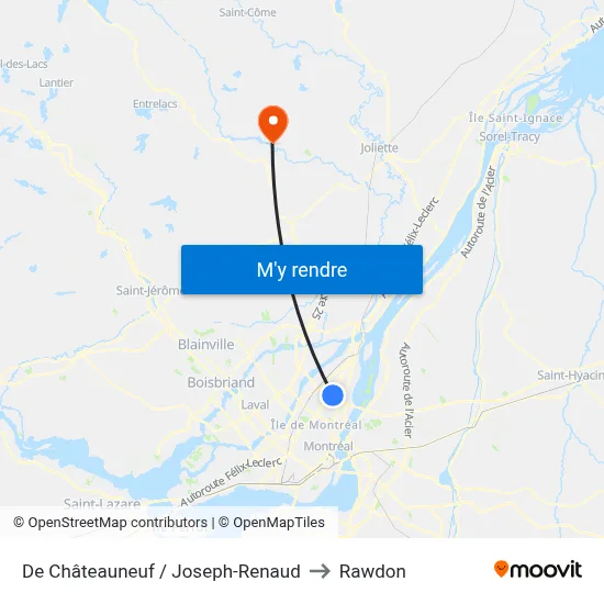 De Châteauneuf / Joseph-Renaud to Rawdon map