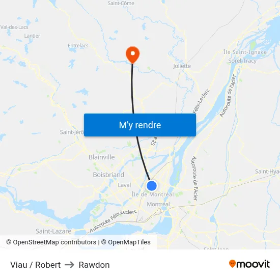 Viau / Robert to Rawdon map